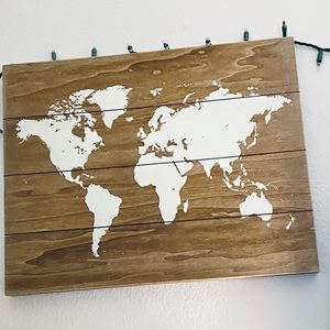 Global map wooden picture